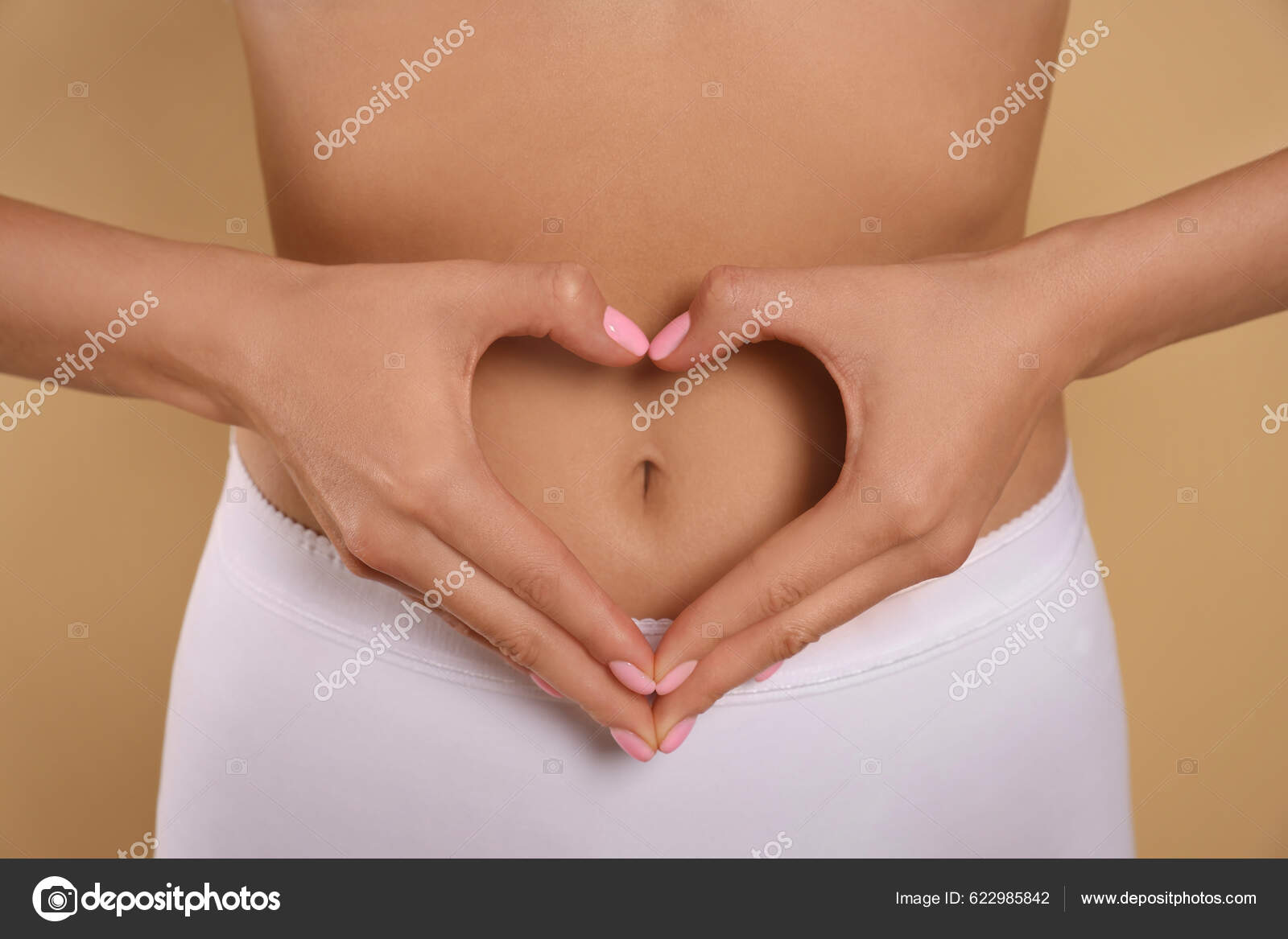 Woman Underwear Making Heart Hands Her Belly Beige Background Closeup Stock  Photo by ©NewAfrica 622985842