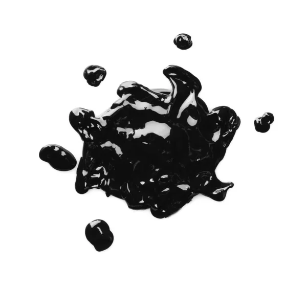 Échantillon Peinture Noire Sur Fond Blanc Vue Dessus — Photo