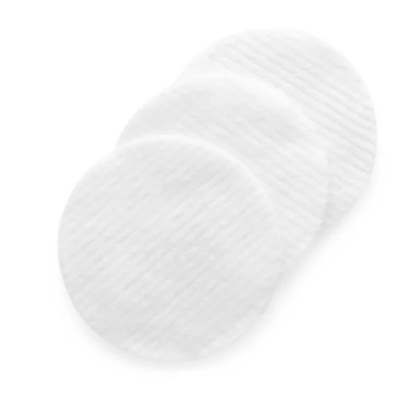 Cuscinetti Morbido Cotone Pulito Sfondo Bianco Vista Dall Alto — Foto Stock