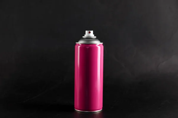 Pink Can Spray Paint Black Background — Stock Photo, Image