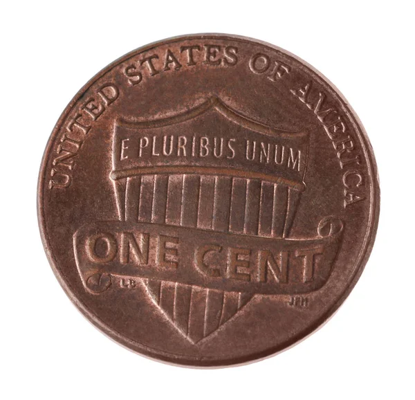 Αμερικανικό Νόμισμα Απομονωμένο Λευκό Πάνω Όψη — Φωτογραφία Αρχείου