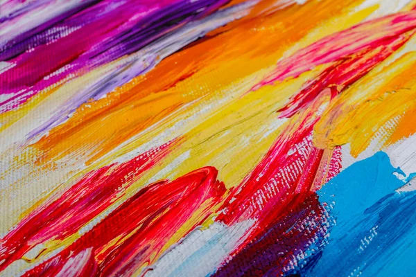 Beautiful Strokes Colorful Oil Paints White Canvas Background Closeup — Stock Photo, Image