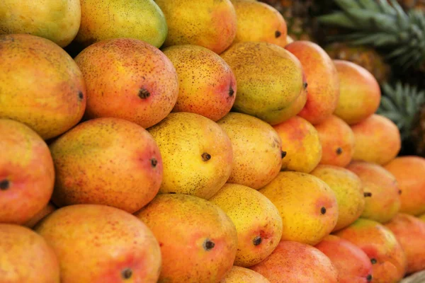 Stock image Pile of delicious ripe yellow mangoes, closeup