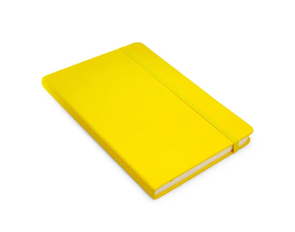 Closed Yellow Office Notebook Isolated White — стоковое фото