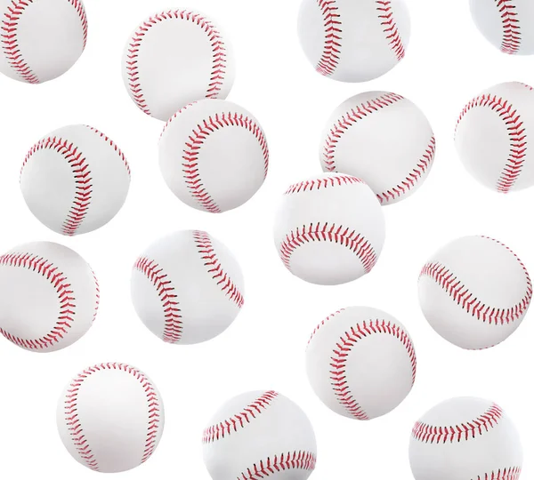 Set Med Baseball Bollar Vit Bakgrund — Stockfoto