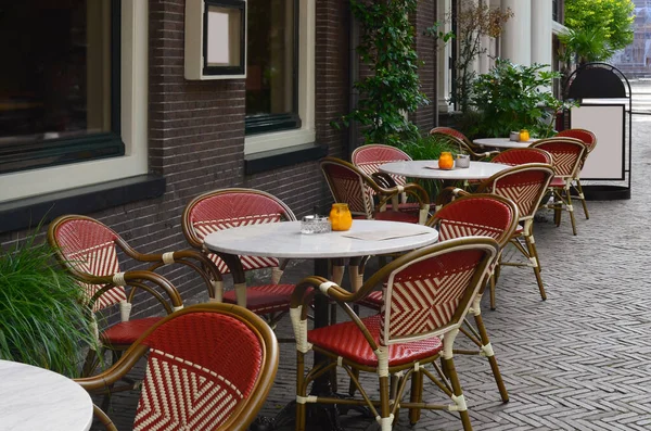 Schöne Aussicht Auf Outdoor Café Mit Stilvollen Möbeln — Stockfoto