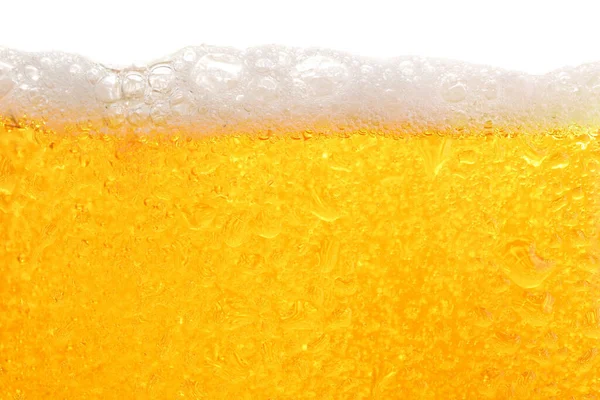 Glass Tasty Cold Beer Foam Condensation Drops White Background Closeup — Photo