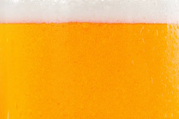 Glass Tasty Cold Beer Foam Condensation Drops Background Closeup —  Fotos de Stock
