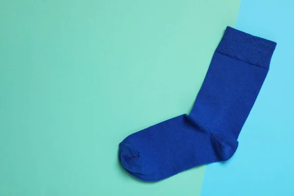 Renkli Arka Planda Yeni Mavi Çorap Üst Manzara Metin Için — Stok fotoğraf