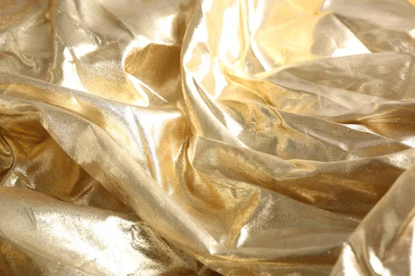 Detailní Pohled Zlaté Lesklé Tkaniny Jako Pozadí — Stock fotografie