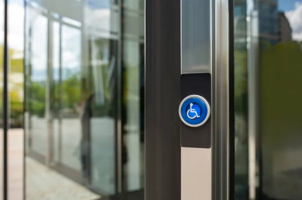Botón Campana Azul Para Personas Con Discapacidad —  Fotos de Stock