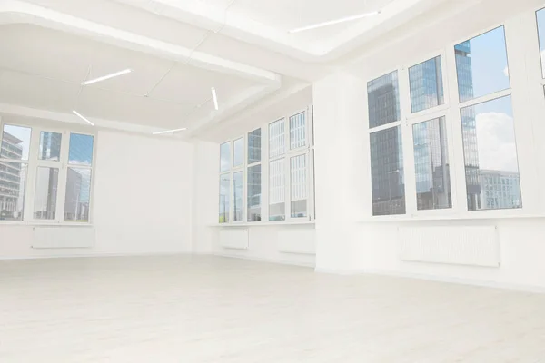 Moderna Sala Oficina Con Paredes Ventanas Blancas Diseño Interiores —  Fotos de Stock