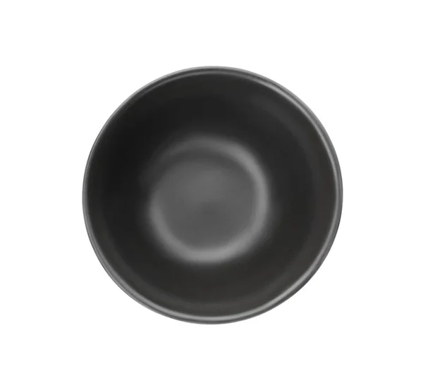 Empty Dark Bowl Isolated White Top View — Stock Photo, Image