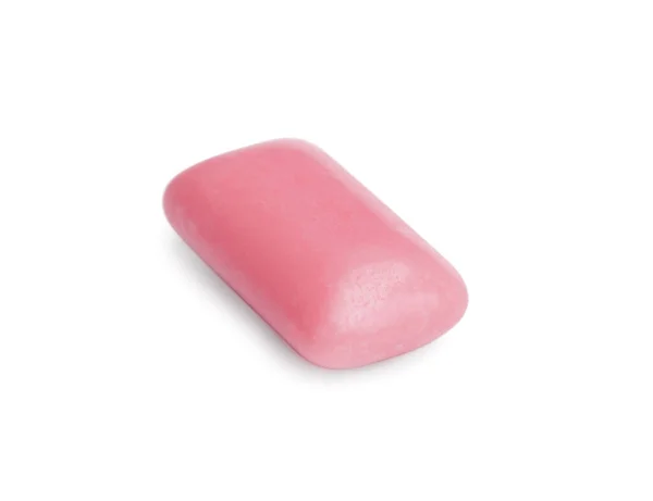 Одна Розовая Жевательная Резинка Изолирована Белом — стоковое фото