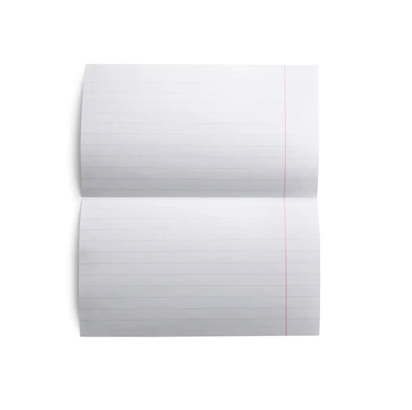 Lined Sheet Paper Crease White Background Top View — Stock Photo, Image