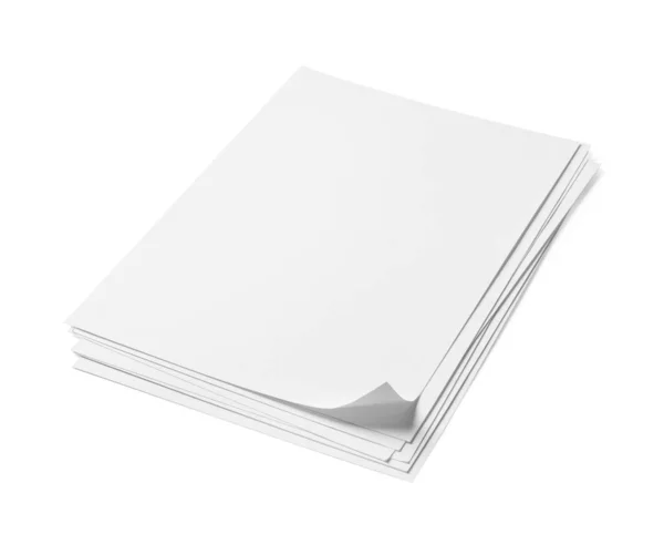 Pila Fogli Carta Sfondo Bianco — Foto Stock