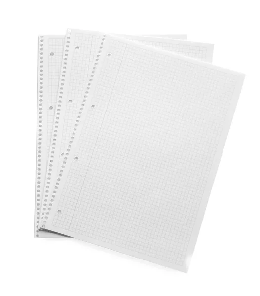 Zásobník Kostkovaných Listů Papíru Bílém Pozadí Horní Pohled — Stock fotografie