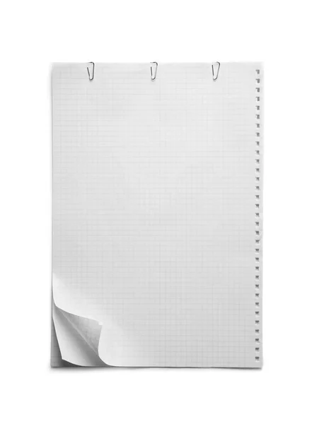 Fogli Carta Scacchi Sfondo Bianco Vista Dall Alto — Foto Stock