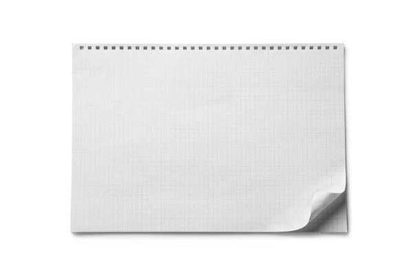Checkered Sheets Paper White Background Top View — Stock Photo, Image
