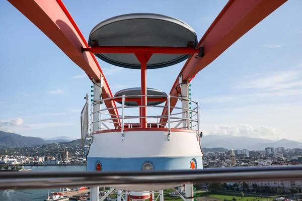 stock image Beautiful large Ferris wheel in city, view from cabin