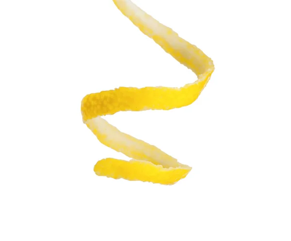 Frische Zitronenschale Isoliert Auf Weiß Zitrusschale — Stockfoto