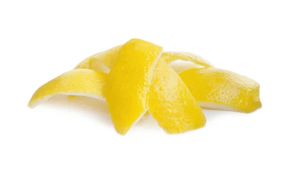 Taze Limon Kabukları Beyaz Arka Planda Citrus Lezzeti — Stok fotoğraf