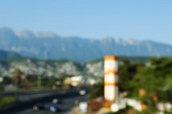 Wazig Uitzicht Bergen Snelweg Met Auto — Stockfoto