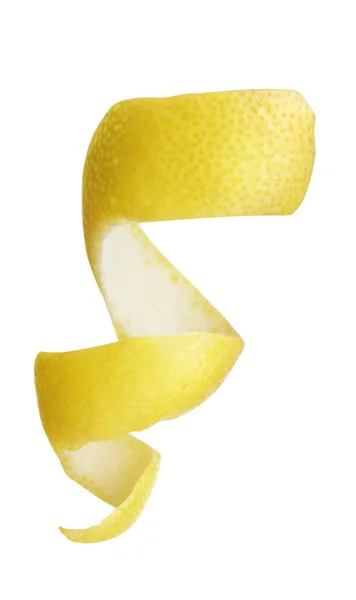 Casca Fresca Limão Isolada Branco Raspas Citrinos — Fotografia de Stock