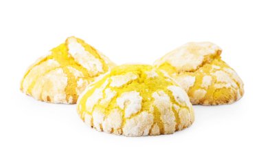 Tasty homemade lemon cookies on white background