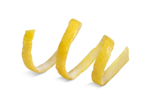 Fresh Peel Lemon Isolated White Citrus Zest — Stock Photo, Image