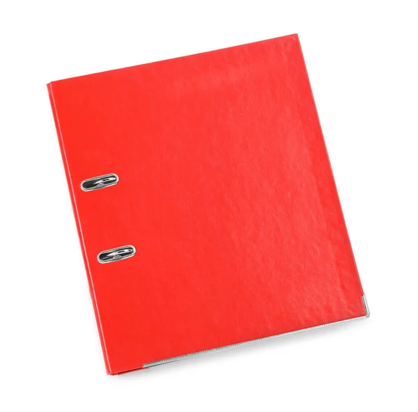 One Red Office Folder Isolated White Top View — Stock Photo, Image