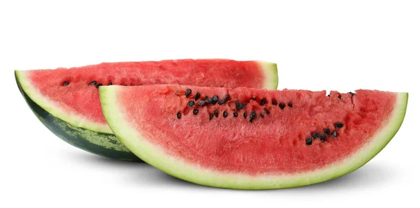 Slices Delicious Ripe Watermelon Isolated White — Stock Photo, Image