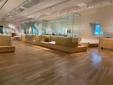 LEIDEN, NETHERLANDS - AĞUSTOS 07, 2022: Ulusal Antikalar Müzesinde Sergi (Rijksmuseum van Oudheden)