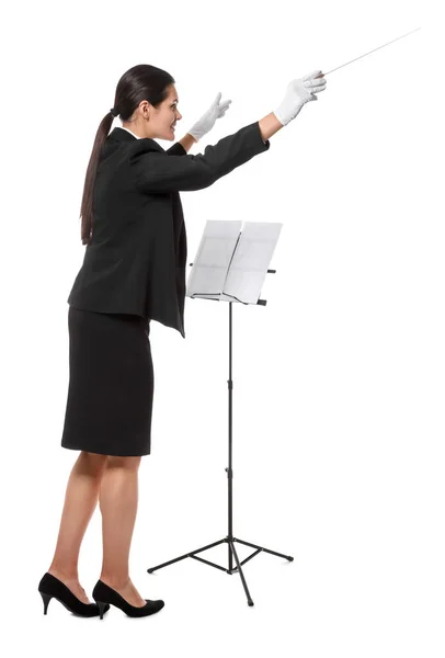 Professional Conductor Baton Note Stand White Background — Stock Photo, Image