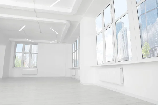 Moderne Kantoorruimte Met Witte Muren Ramen Interieur Ontwerp — Stockfoto