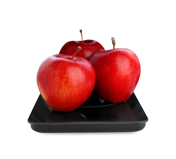 Nowoczesna Kuchnia Świeżymi Czerwonymi Jabłkami Białym — Zdjęcie stockowe