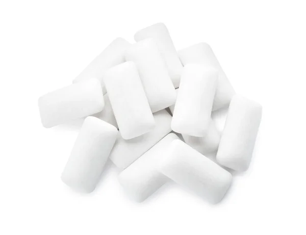 Heap Chewing Gum Pieces White Background Top View — Stock Photo, Image