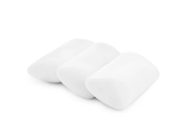 Tre Pezzi Gomma Masticare Sfondo Bianco — Foto Stock