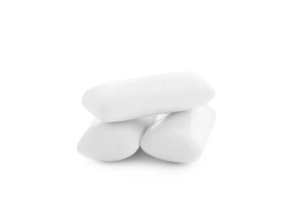 Drie Kauwgom Stukken Witte Achtergrond — Stockfoto