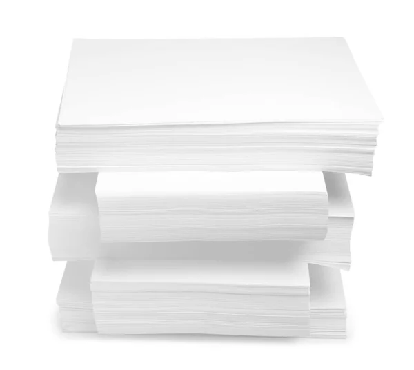 Zásobníky Papírových Listů Bílém Pozadí — Stock fotografie
