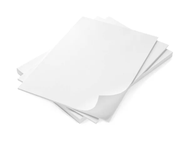Pile Feuilles Papier Sur Fond Blanc — Photo