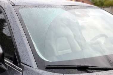 Araba sileceği temizleme suyu, ön cam damlaları, yakın çekim