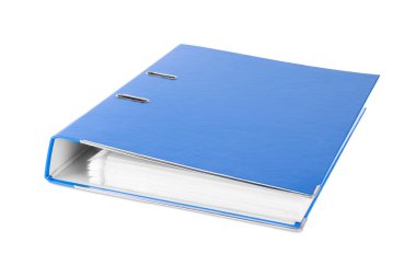 Bir mavi ofis klasörü beyaza izole edildi