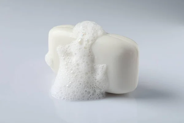 Soap Fluffy Foam White Background — Stock Photo, Image