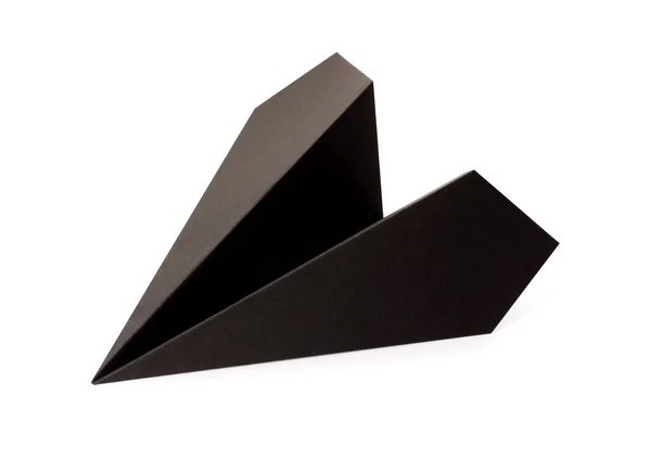 stock image Handmade black paper plane isolated on white