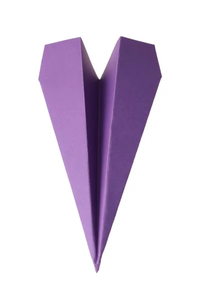 Handmade Purple Paper Plane Isolated White — Stock Photo, Image