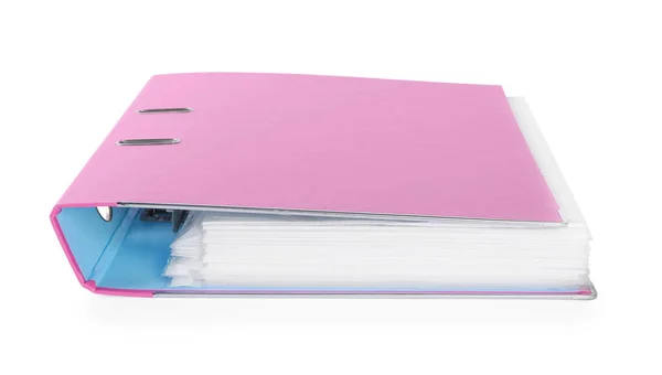 一个粉红色的办公室文件夹隔离在白色上 — 图库照片