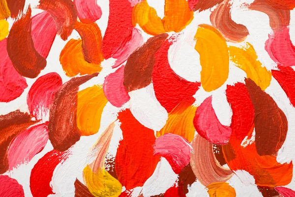 stock image Beautiful strokes of bright oil paints on white canvas as background, closeup