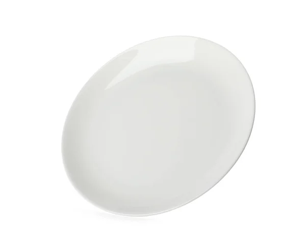 Чиста Порожня Керамічна Плита Ізольована Білому — стокове фото