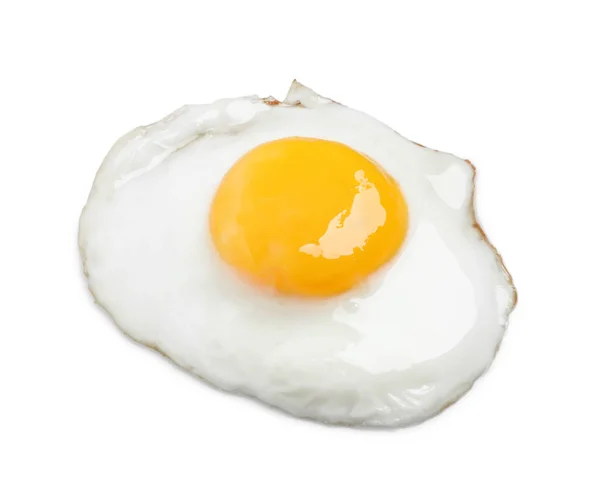 Смачне Смажене Яйце Жовтком Ізольоване Білому — стокове фото